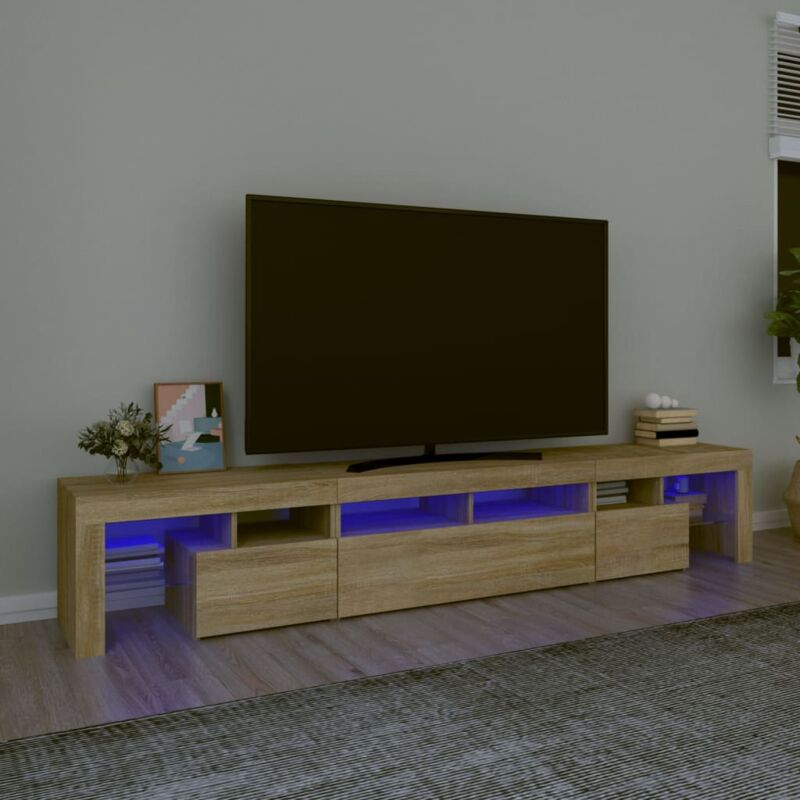 foto del prodotto vidaxl mobile porta tv con luci led rovere sonoma 230x36,5x40 cm