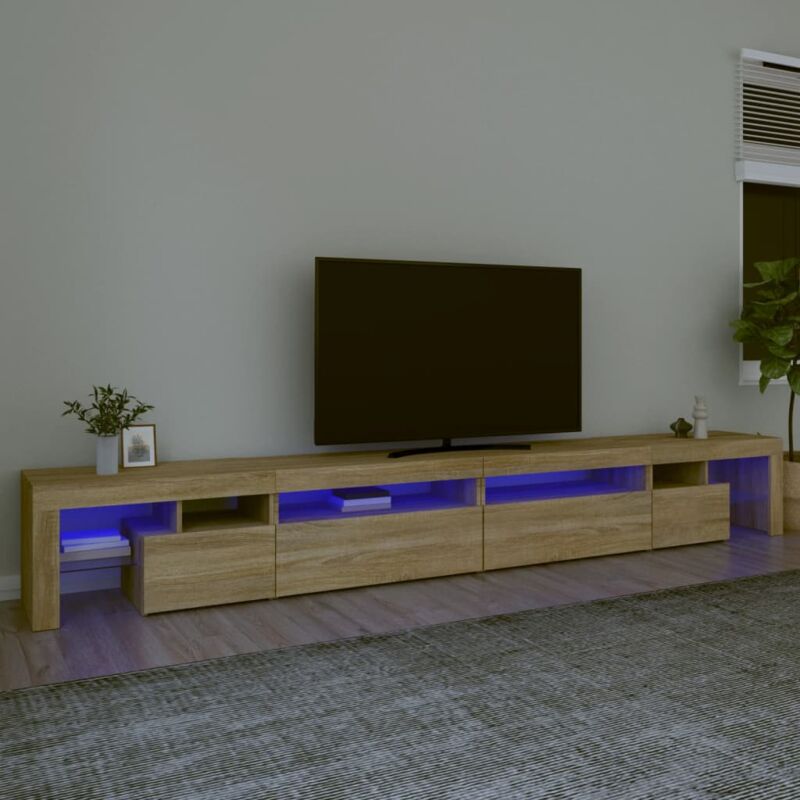 foto del prodotto vidaxl mobile porta tv con luci led rovere sonoma 290x36,5x40 cm
