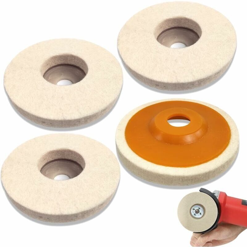 foto del prodotto xvx 4 pezzi diametro 125mm ruota lucidante per smerigliatrice lucidante diametro foro 22mm feltro di lana ruota lucidante per lucidare vetro ceramica