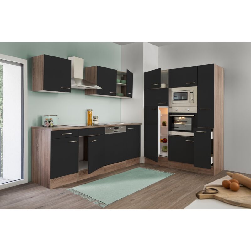 foto del prodotto cucina mobile cucina blocco vuoto rovere york nero oliver 370 cm respecta