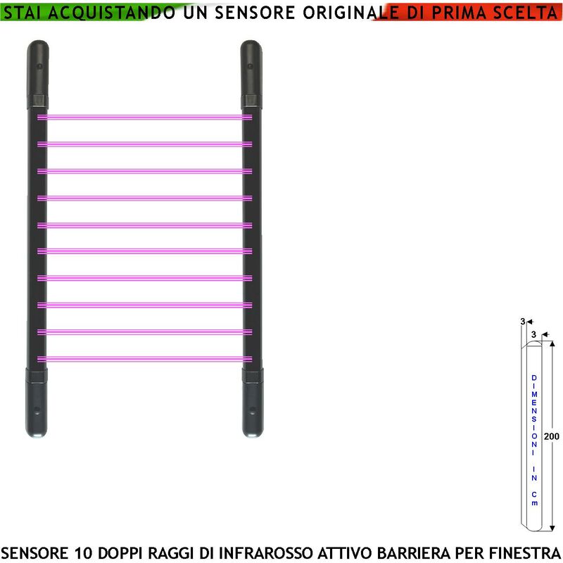 immagine 0 del prodotto securvera barriera infrarossi attivi 10 multifasci segnala allarme intruso rispetto a quanti fasci interrotti programmati rel libero tamper