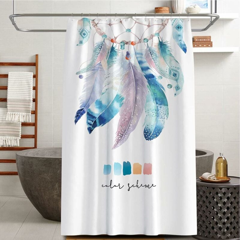 foto del prodotto fortuneville tenda doccia antimuffa, tenda da doccia 180 x 200 cm, tenda doccia tessuto impermeabile, poliestere tenda da bagno lavabili con 12