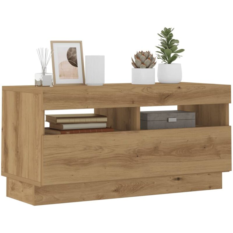 foto del prodotto vidaxl mobile tv con luci led artigianale 80x35x40cm legno multistrato