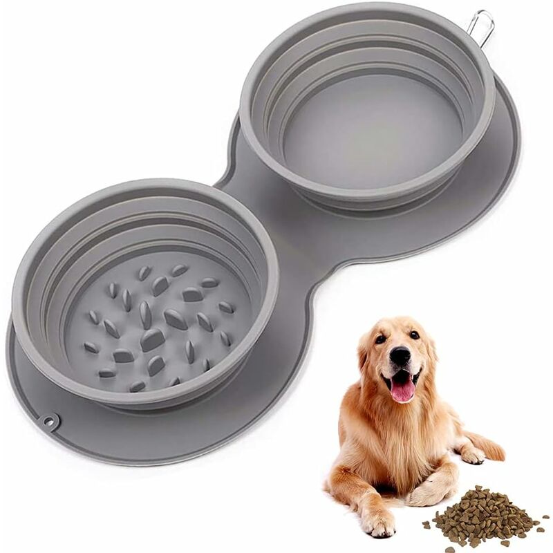 foto del prodotto fortuneville ciotola pieghevole, pieghevoli in silicone ciotole per cani, ciotola portatile pet cibo, ciotola di alimentazione con moschettone, per