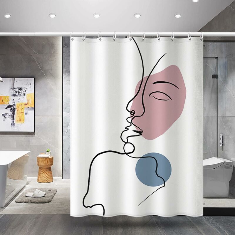 foto del prodotto fortuneville tenda da doccia antimuffa impermeabile,tenda doccia tessuto 180x200 cm,poliestere tenda da bagno lavabili tenda doccia impermeabile