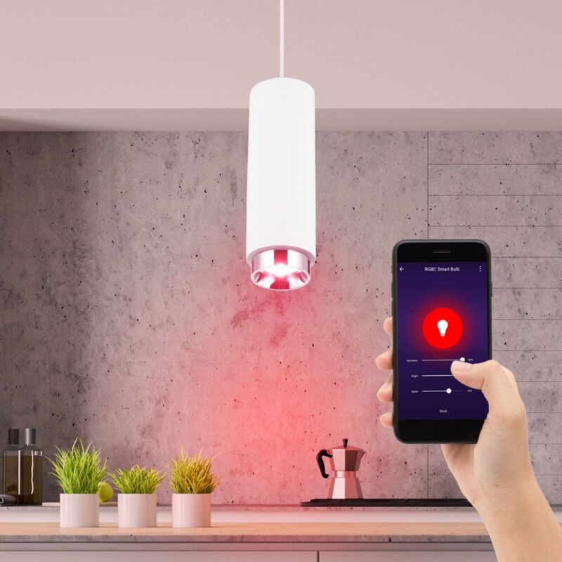 immagine 0 del prodotto lampada da soffitto appesa in gesso lampada di controllo vocale dell app controllabile dal telefono cellulare in un set che include lampade a led rgb