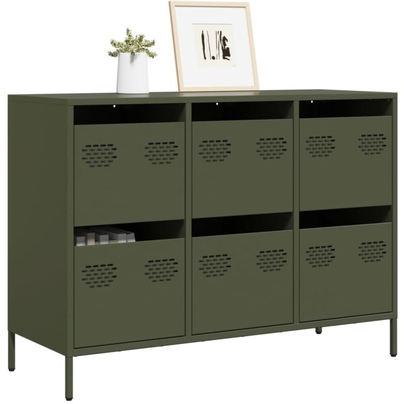 foto del prodotto vidaxl credenza verde oliva 101,5x39x73,5 cm acciaio laminato a freddo