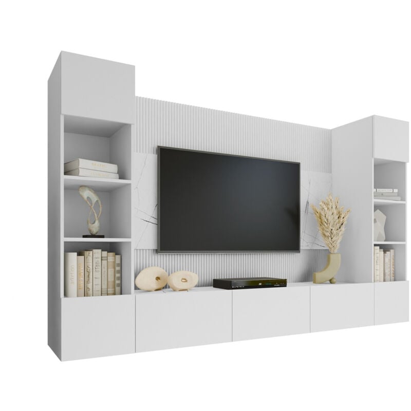 foto del prodotto mobilier1 set mobili soggiorno comfivo 368, bianco marmo bianco