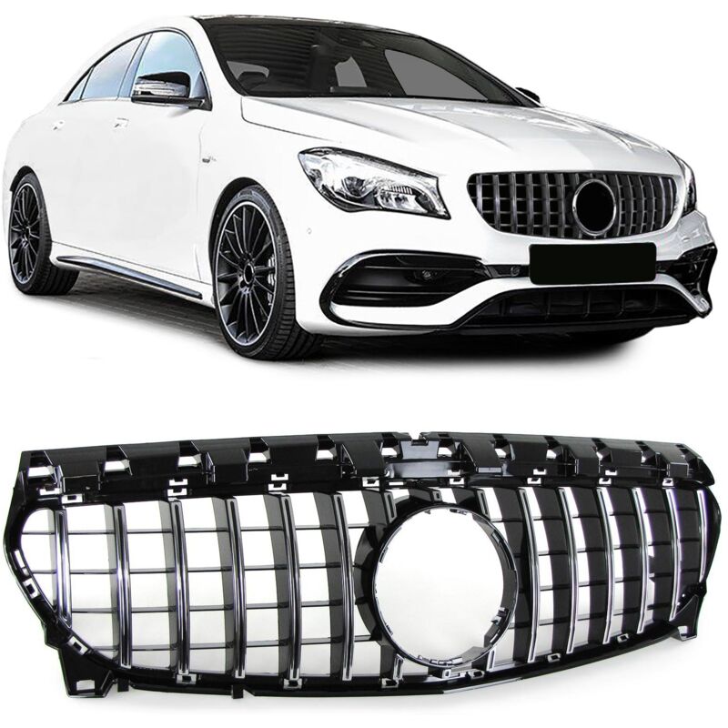 foto del prodotto griglia per auto mercedes cla c117 w117 16 19 griglia sportiva nero lucido cromato