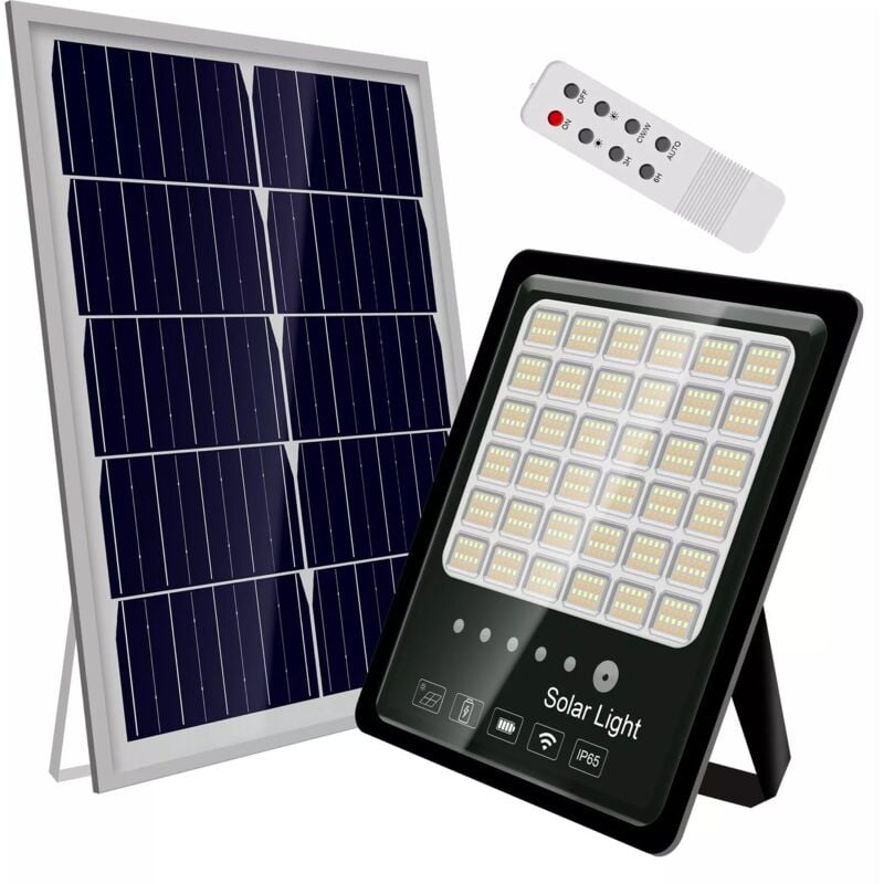 foto del prodotto faro led solare da esterno 100w, 200w, 400w con pannello fotovoltaico impermeabile ip65 300w maka