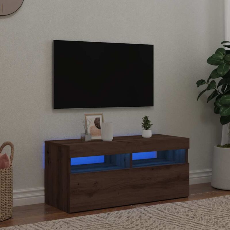 foto del prodotto vidaxl mobile porta tv con led artigianale 90x35x40 cm multistrato