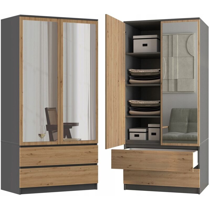 foto del prodotto armadio malwa ss 90l rovere artigianale antracite