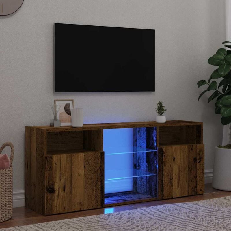 foto del prodotto vidaxl mobile porta tv con led legno antico 120x30x50 cm multistrato