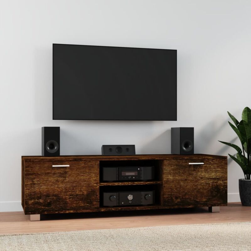 foto del prodotto vidaxl mobile tv rovere fumo 140x40,5x35 cm in legno multistrato