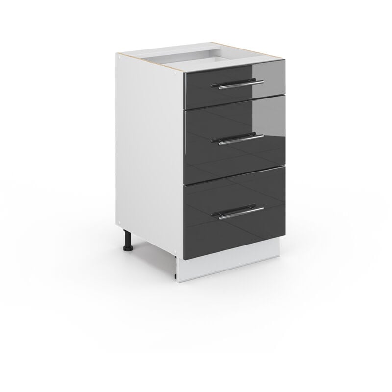 foto del prodotto cassettiera da bagno fame line, antracite lucido, 50 x 81.6 cm senza piano di lavoro, vicco