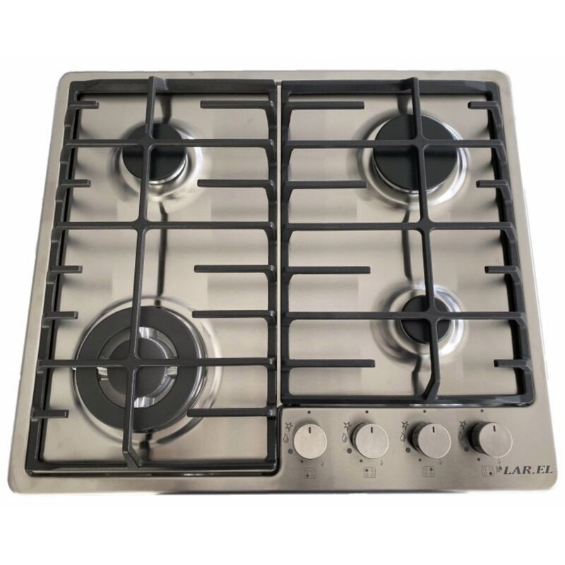 foto del prodotto piano cottura incasso 60 inox 4 fuochi gas manopole frontali tripla corona larel