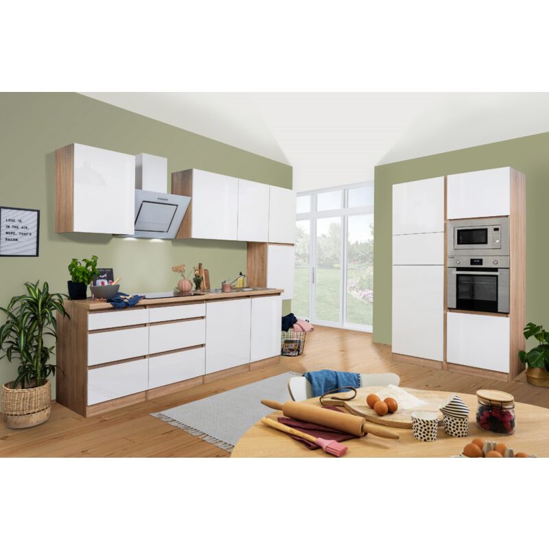 foto del prodotto cucina blocco cucina blocco cucina senza maniglie rovere bianco lorena 395 cm respekta