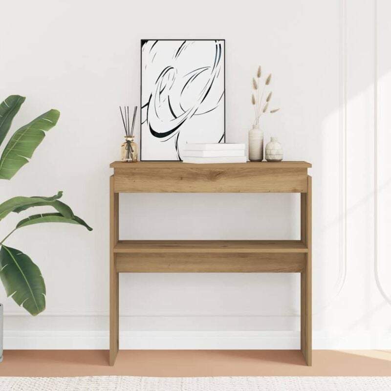 foto del prodotto tavolo consolle rovere artigianale 80x30x80 cm in truciolato vidaxl