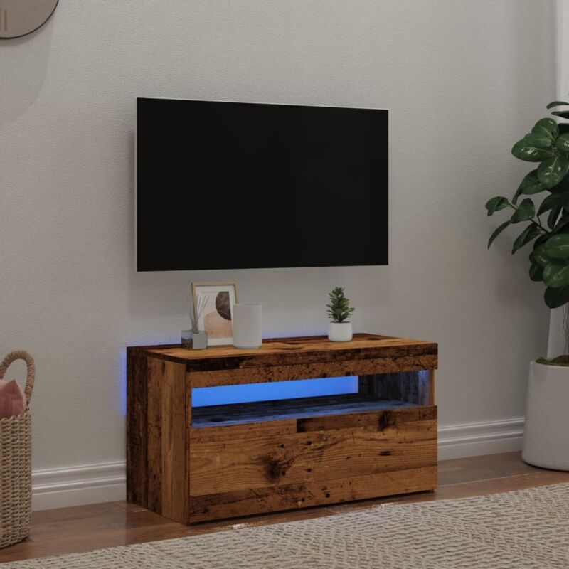 foto del prodotto vidaxl mobile porta tv con led legno antico 75x35x40 cm multistrato
