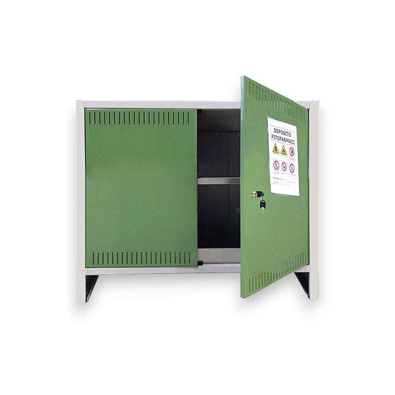 foto del prodotto prometal armadio in metallo per deposito fitofarmaci alto 2 ante cm 80x100x40 l1000 basso