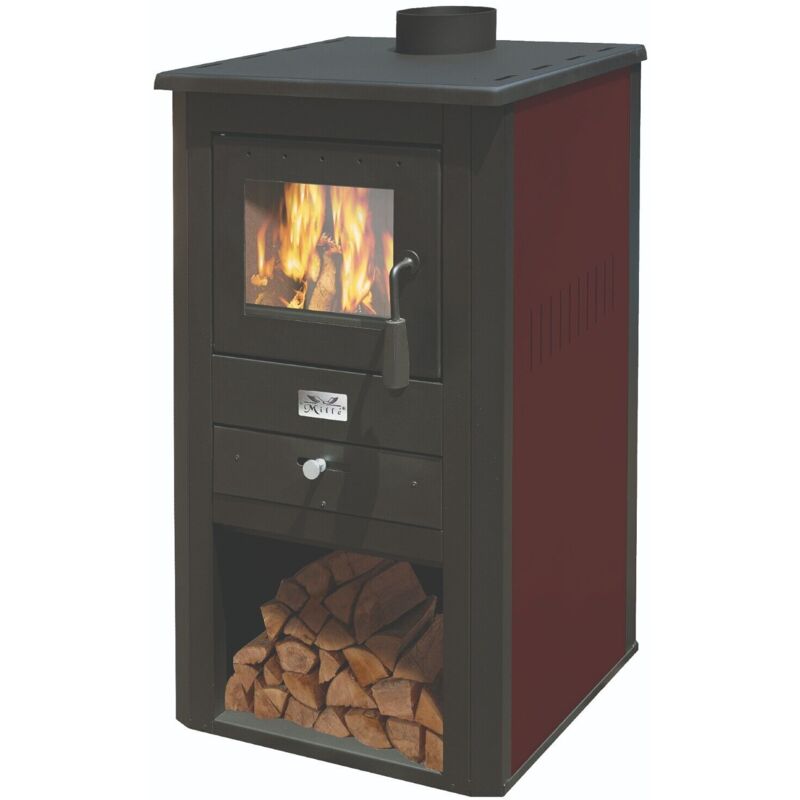 foto del prodotto stufa a legna pallade mille 13 kw colore nero bordeaux o nero avorio 110 kg