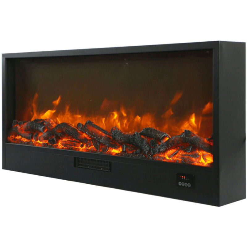 foto del prodotto camino elettrico da incasso effetto fiamma 108x20x50,7 cm 1500w sined ispica 108 nero