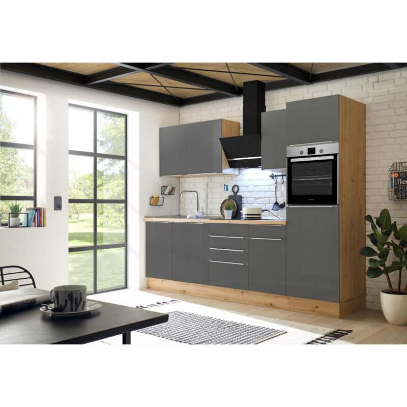 foto del prodotto cucina blocco cucina blocco cucina marleen premium 280 cm rovere grigio artigianale respekta