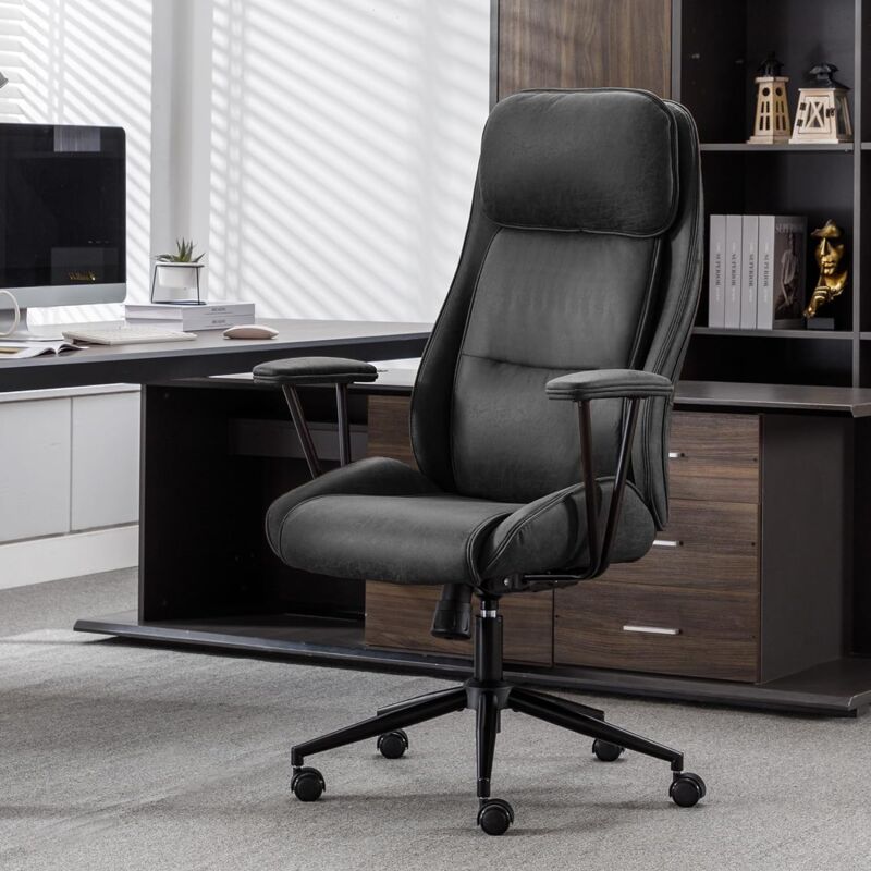 foto del prodotto uev sedia da ufficio ergonomica, sedia da ufficio con schienale alto 76 cm, braccioli rimovibili, schienale regolabile a 145 , cuscino alto