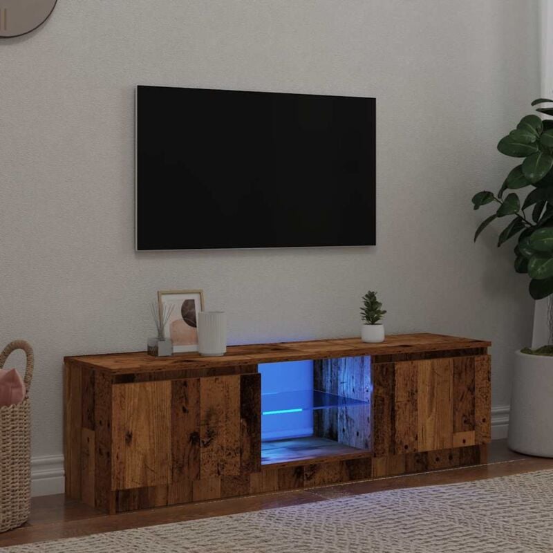 foto del prodotto vidaxl mobile porta tv con led legno antico 140x40x35,5 cm multistrato