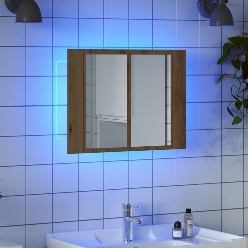 foto del prodotto mobile specchio led rovere artigianale 60x12x45 cm multistrato vidaxl
