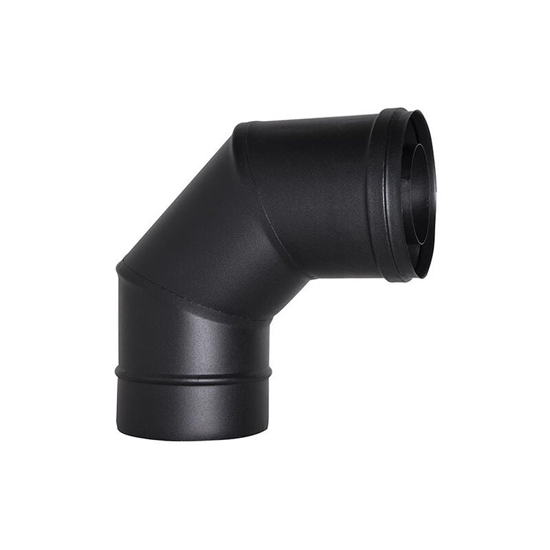 foto del prodotto canna fumaria tubo coassiale curva 90 d. 80 125 nero ce in acciaio 316 per stufa pellet made in italy uni 1856 2