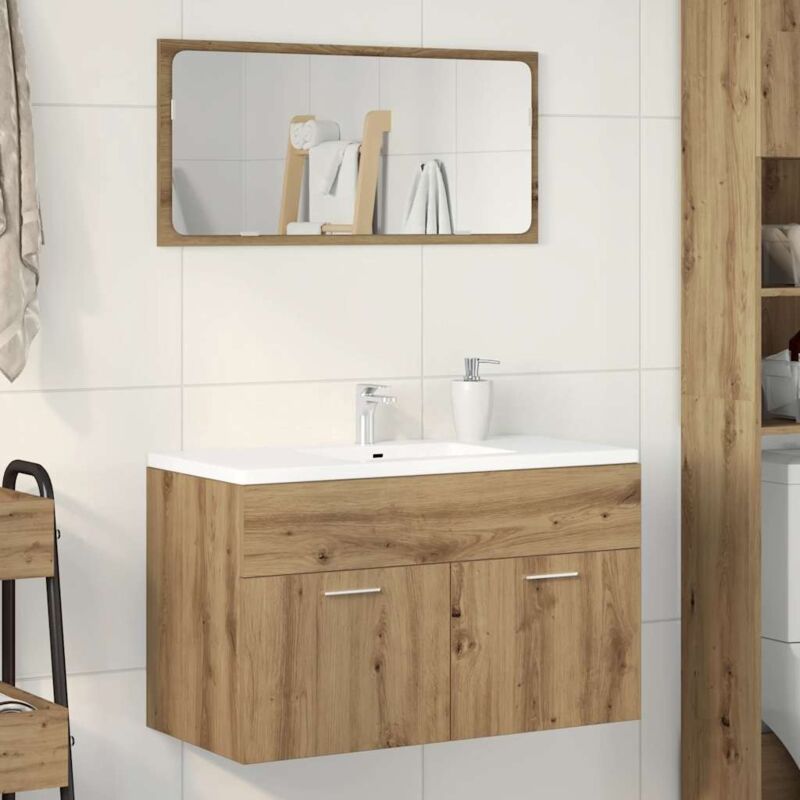 foto del prodotto vidaxl mobile lavabo bagno rovere artigianale 90x38,5x46cm multistrato