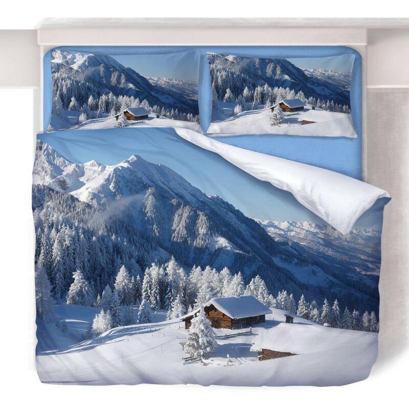 foto del prodotto tex family copripiumino rasatello hd fotografico baita neve cm. 200x200