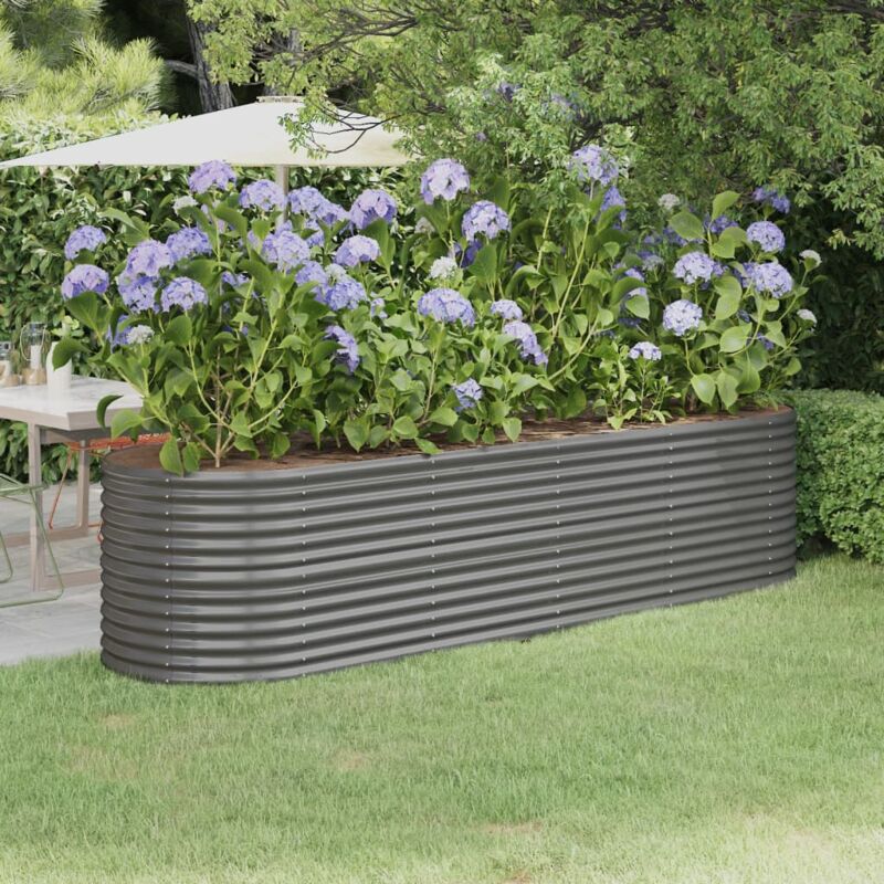 foto del prodotto vidaxl letto giardino acciaio verniciato a polvere 296x80x68 cm grigio