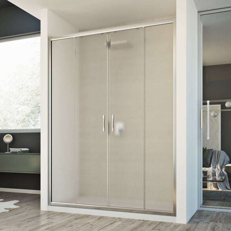 foto del prodotto idralite porta doccia scorrevole vetro stampato mod. young 2 ante 140 cm