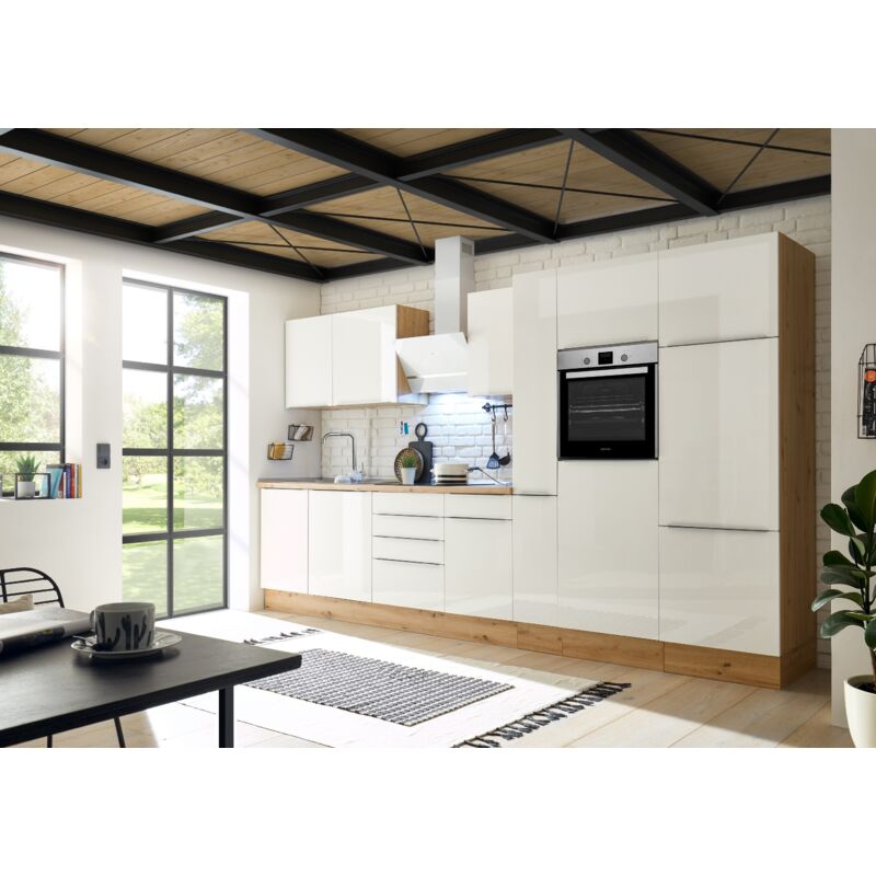 foto del prodotto cucina blocco cucina blocco cucina marleen premium 370 cm bianco artigianale rovere respecta