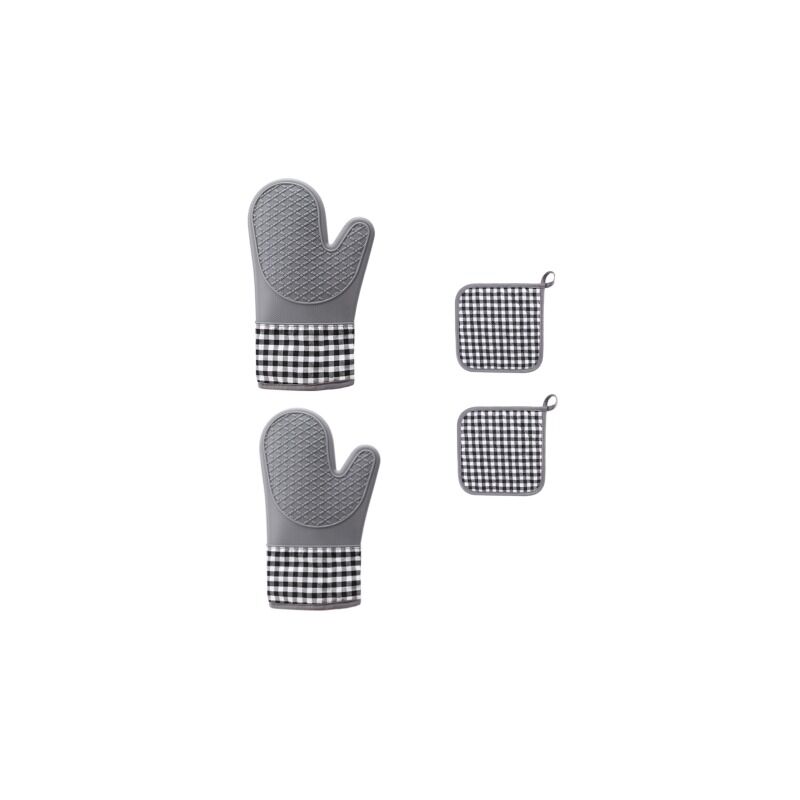 foto del prodotto fortuneville guanti da forno, guanti da forno in silicone antiscivolo resistenti al calore, presine per barbecue, cucina grigio 2 guanti da