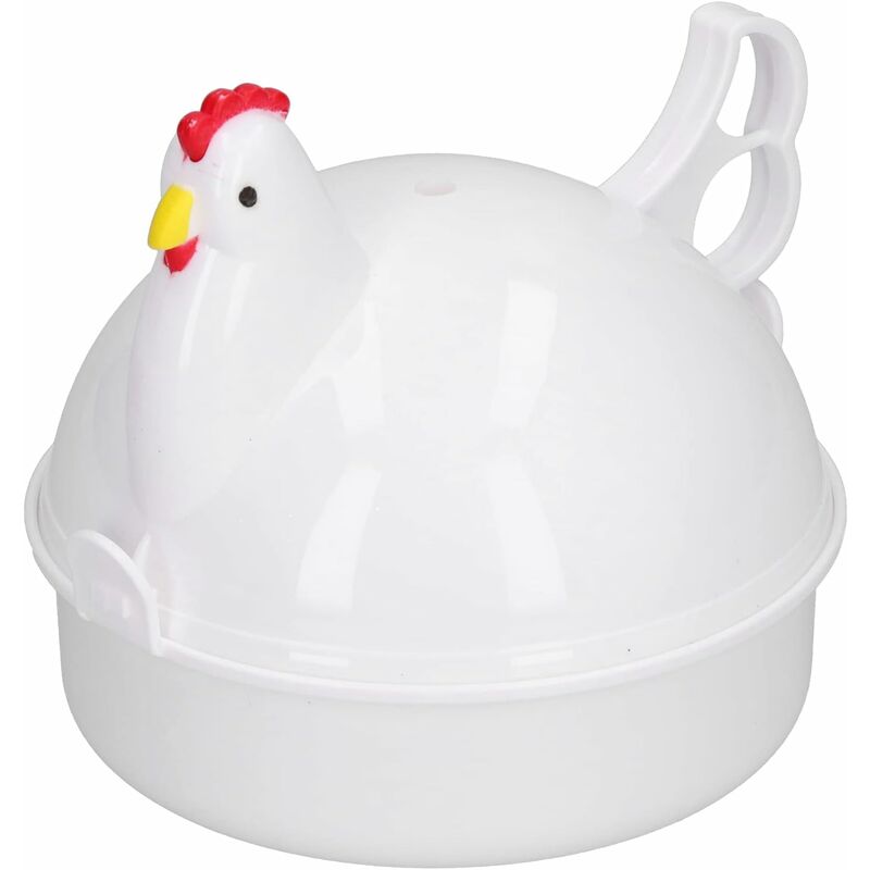 foto del prodotto fortuneville cuociuova a vapore, cuociuova con 4 uova a forma di gallina, cuociuova a microonde resistente al calore, bollitore per uova, cuociuova