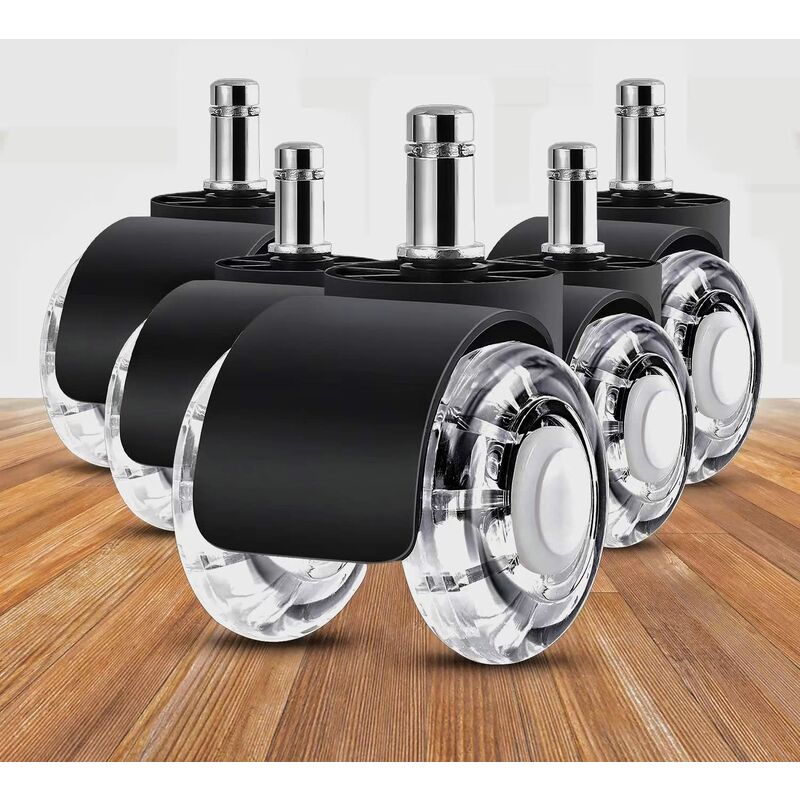 foto del prodotto fortuneville lotto di 5 roulettes de chaise de bureau universal 11 mm per sol major, roulettes de chaise pivotantes super silent pour la plupart