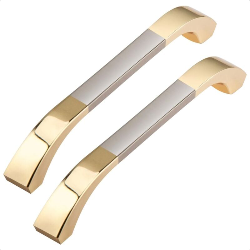 foto del prodotto fortuneville 6 maniglie dorate per mobili 128mm centro foro, grace maniglie per porte moderne per mobili da cucina in oro chiaro, maniglie per