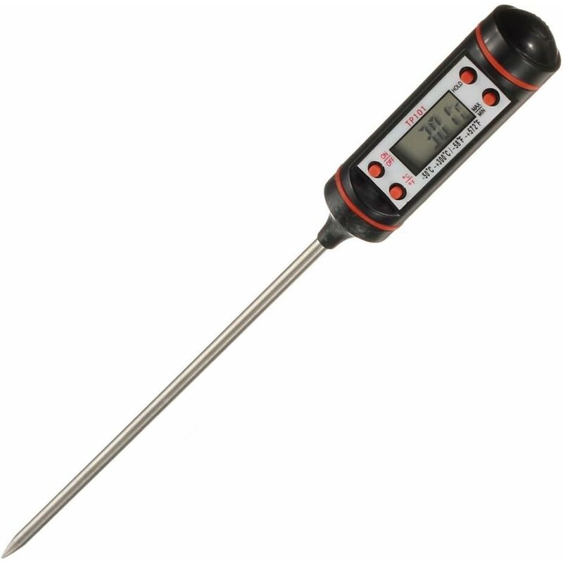 foto del prodotto fortuneville termometro da cucina digitale, sonda, per cibo, cucina, barbecue, carne, bistecca, tacchino, vino, marmellata 50 300 nero 