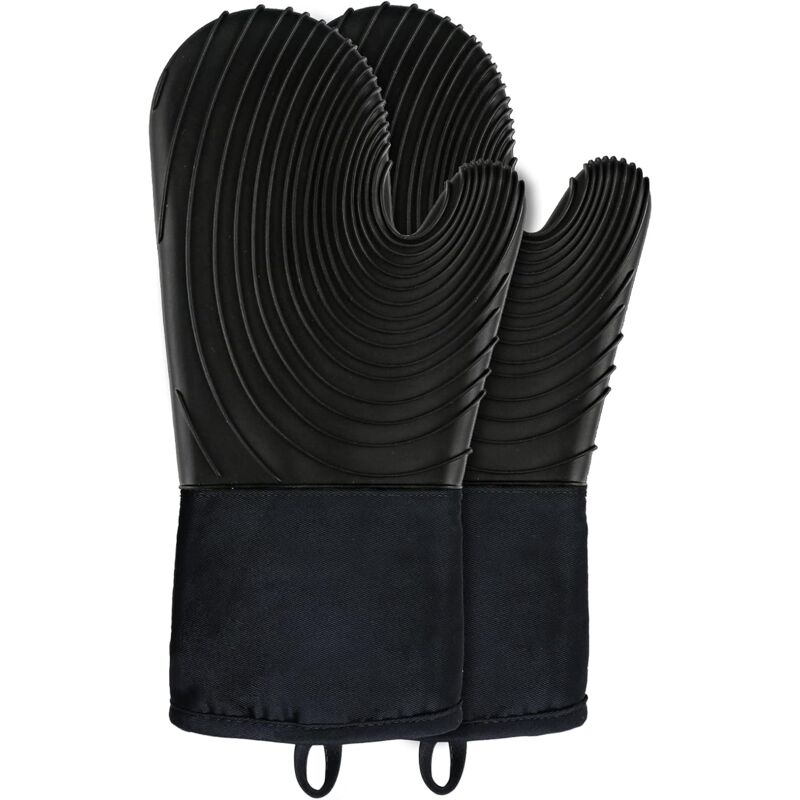 foto del prodotto fortuneville guanti da forno, guanti da forno lunghi antiscivolo, guanti da forno in silicone resistenti al calore 230 c, confezione da 2 per