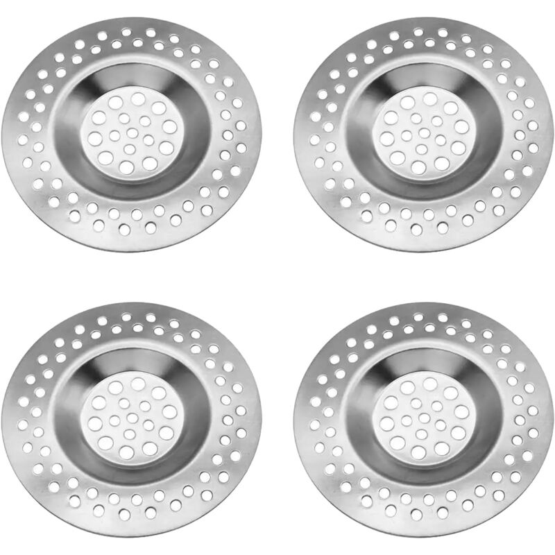 foto del prodotto 4 pcs filtre vier cuisine,grille evier cuisine,filtre lavabo,filtre cheveux baignoire,en acier inoxydable,pour vier de cuisine salle de