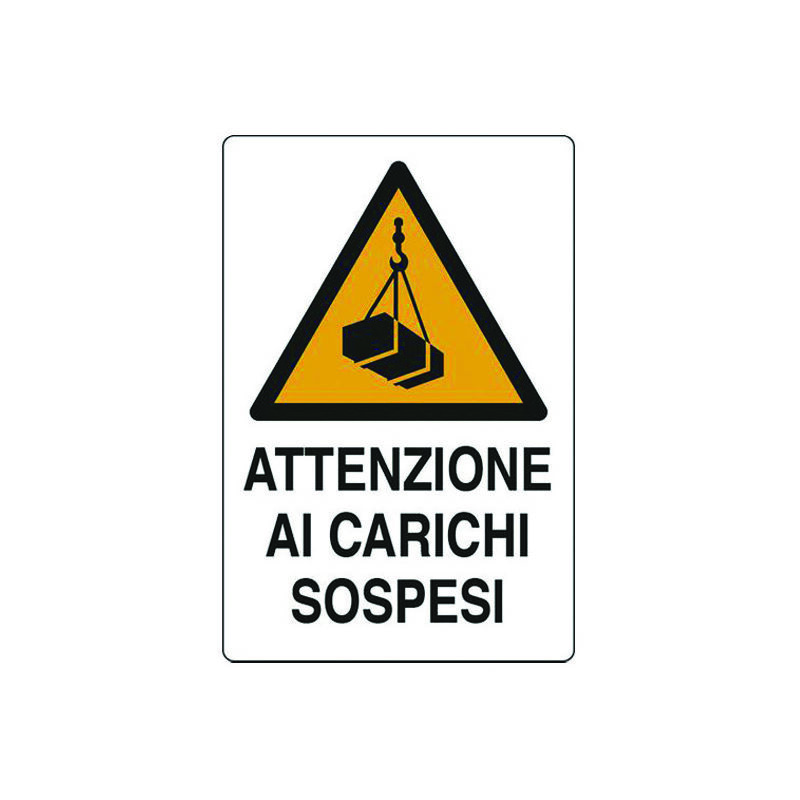 foto del prodotto cartello attenzione carichi sospesi cm.50x70h.