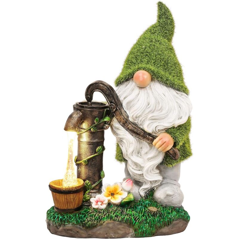 foto del prodotto fortuneville 29cm divertenti nani da giardino figurine resistenti alle intemperie con luci a led solari gnomi da giardino in resina sintetica gnomi