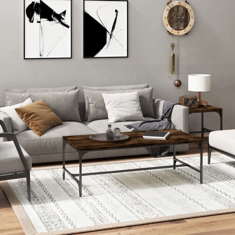 foto del prodotto tavolino da salotto,tavolino da caff ,tavolino da soggiorno rovere fumo 100x50x35 cm legno multistrato cfw58673