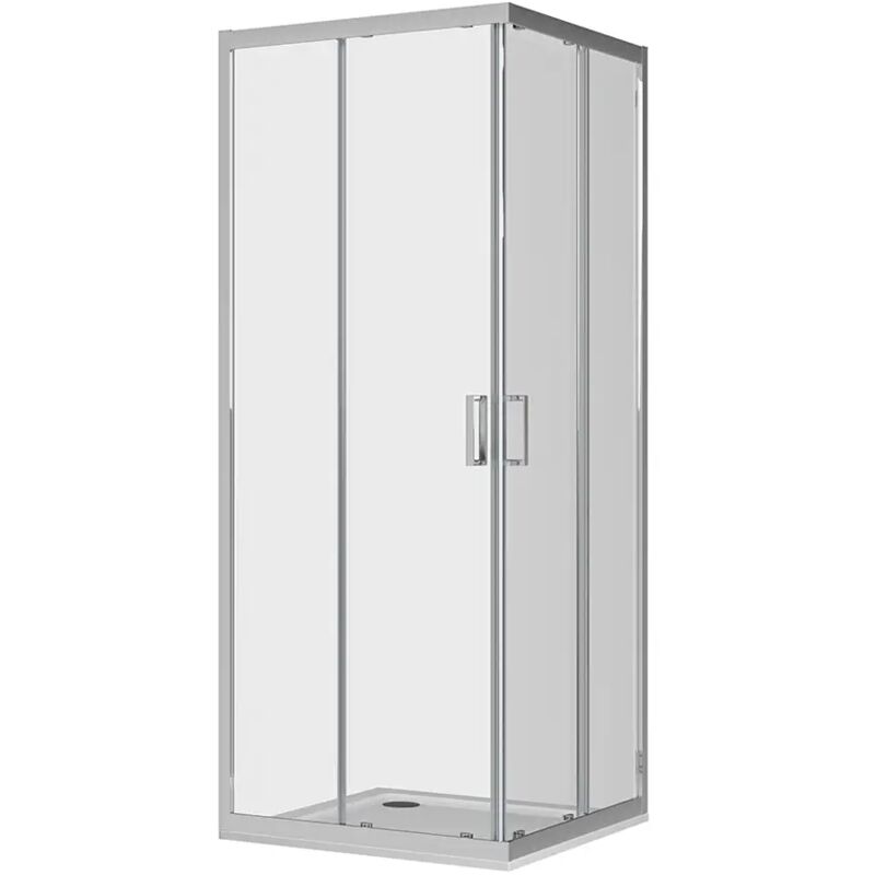 immagine 0 del prodotto box doccia scorrevole 80x80 cm profili in alluminio cromato vetro 6mm trasparente h190 reversibile mod. java