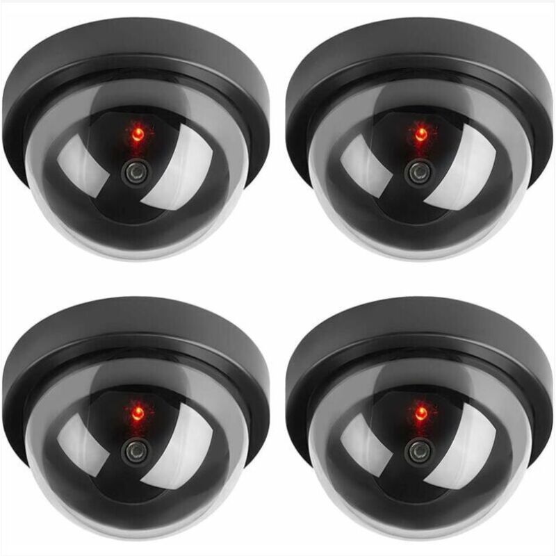 foto del prodotto fortuneville telecamere fittizie, telecamera dome cctv di sicurezza finta con luce lampeggiante a led per negozi aziendali, casa, uso interno ed