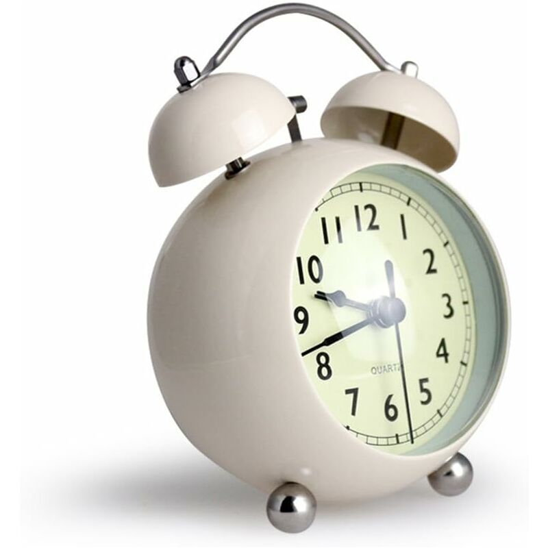 foto del prodotto fortuneville sveglia vintage a doppia campana da 3,5 con luce notturna silenziosa superficie curva in vetro orologio da tavolo antico retr 
