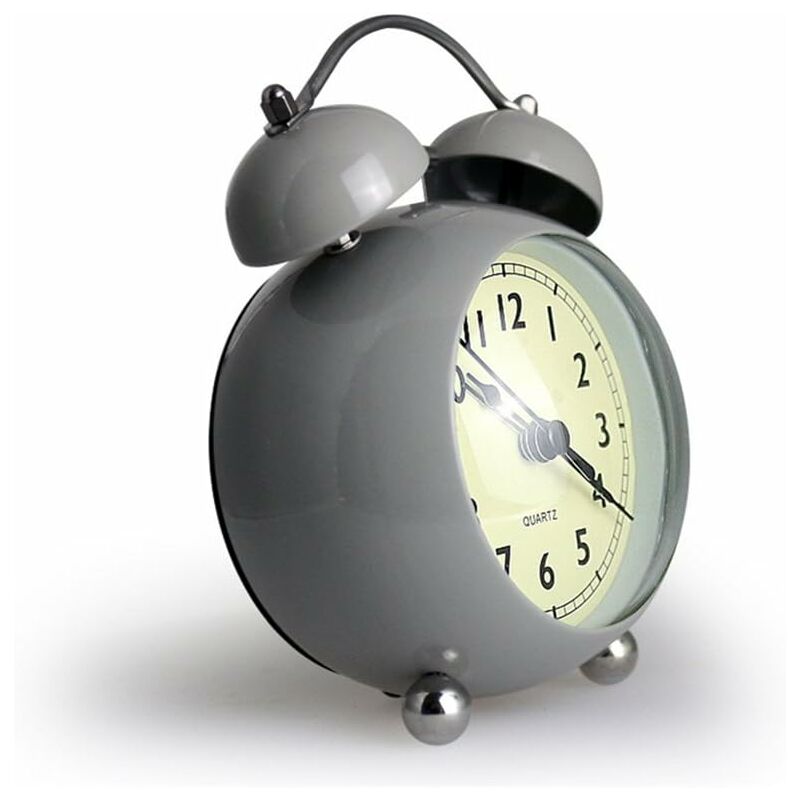 foto del prodotto fortuneville sveglia vintage a doppia campana da 3,5 con luce notturna silenziosa superficie curva in vetro orologio da tavolo antico retr 